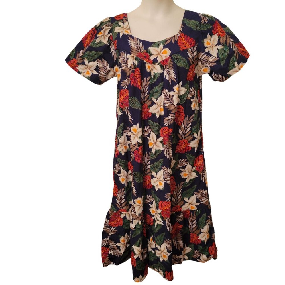 New Horizons Hawaiian Floral Dress L Muu Muu‎ Summer Cruise Vacation USA